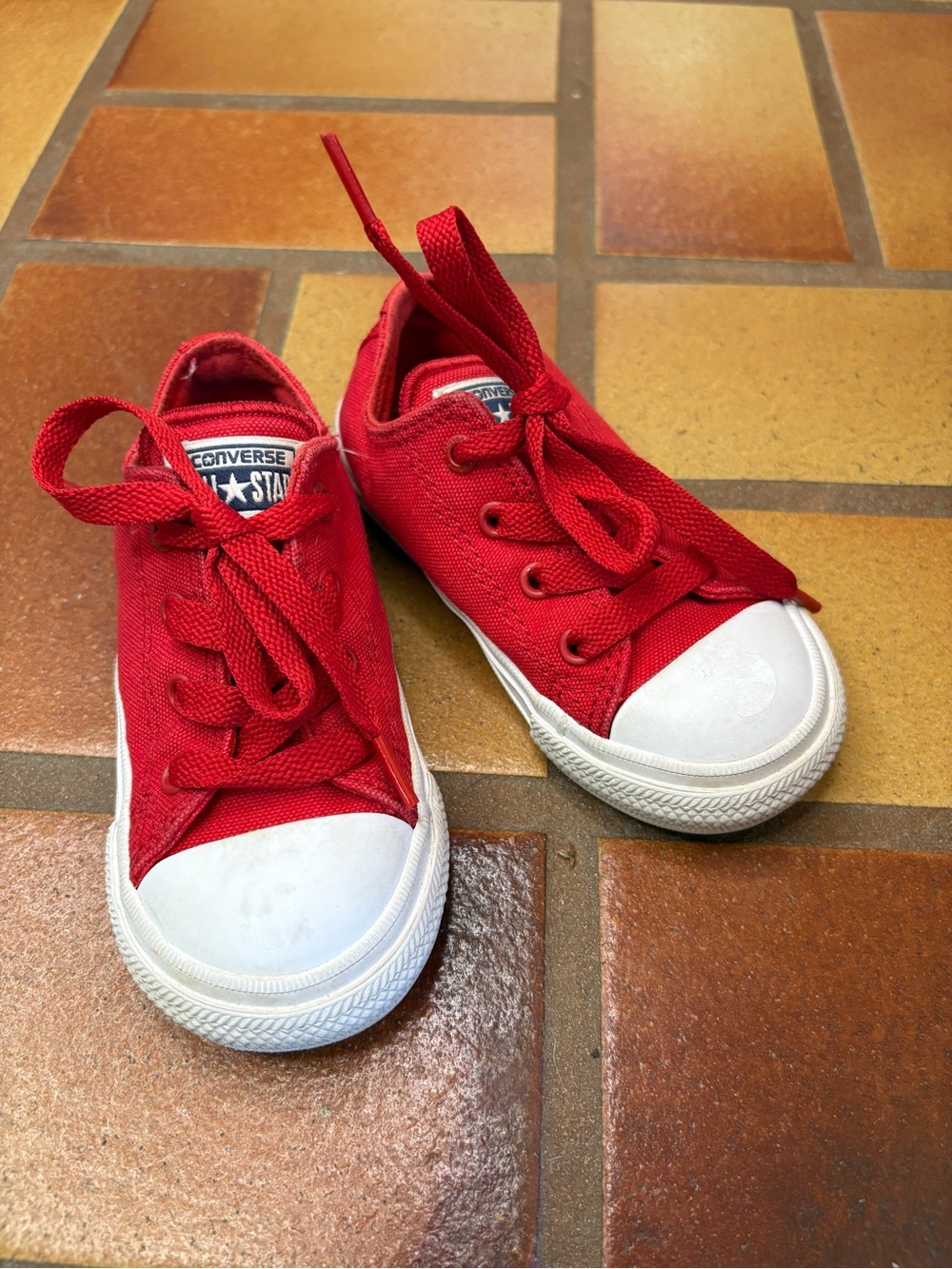 Converse Kids Red Canvas Low-Top Sneakers